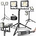 MASKO® LED Baustrahler mit Stativ Fernbedienung 100W Doppel 2x 50W Strahler 6500K Arbeitsleuchte Arbeitsscheinwerfer 5m Bauscheinwerfer Baustellenlampe innen außen höhenverstellbar bis max. 202cm